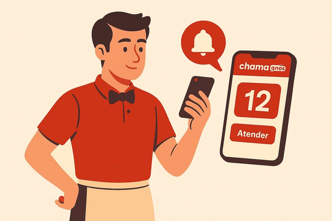 Garçom recebe notificação